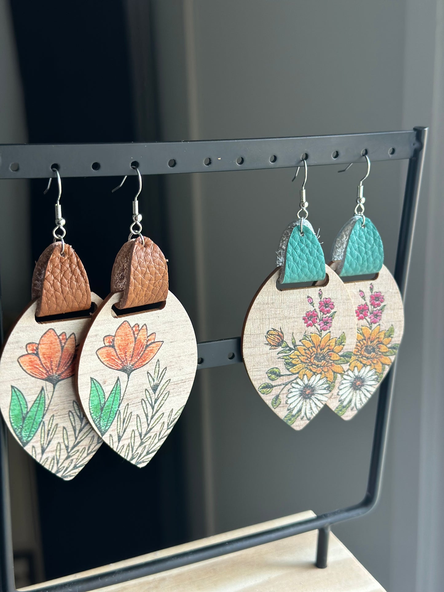 Floral Timber Danglies