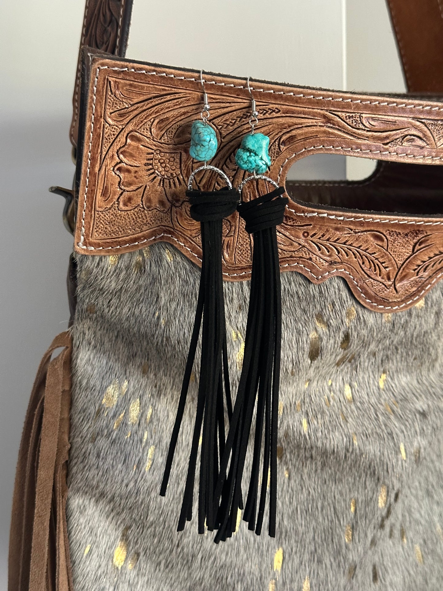 Fringed Turquoise Danglies