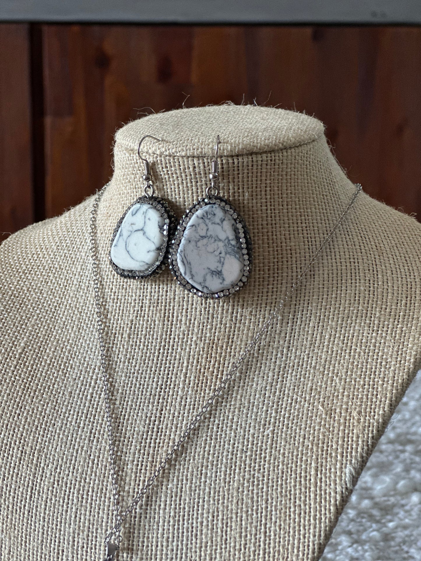 White Turquoise Rhinestone Set