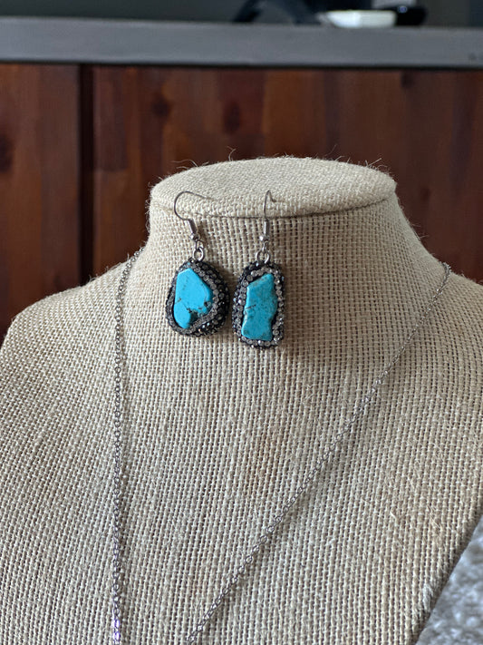 Blue Turquoise Rhinestone Set