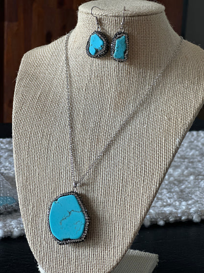 Blue Turquoise Rhinestone Set